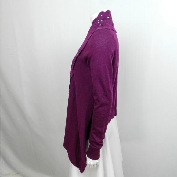 Sleeping On Snow Felted Wool Cardigan Sz S Jewel Tone Purple Open Front - Picture 4 of 8